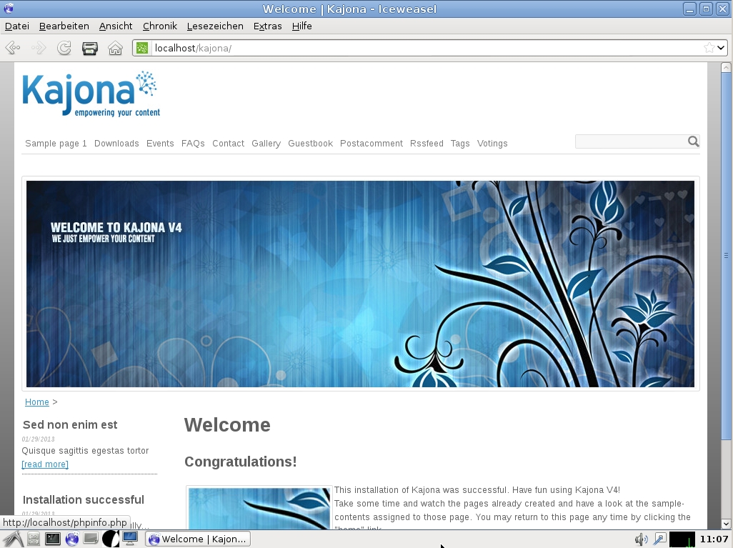 Kajona-Live-CD Kajonix 2.0 mit Kajona-Version 4.0 - Demo